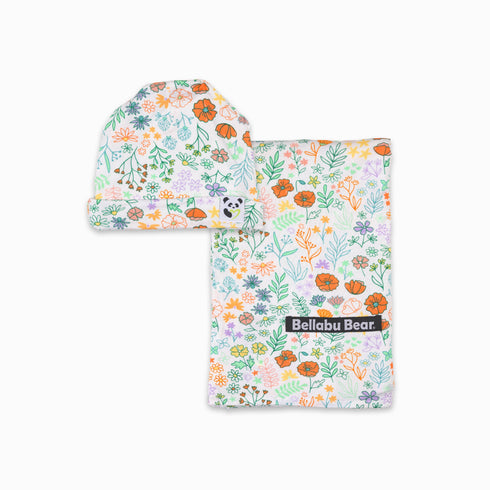 summer-floral-bamboo-swaddle-beanie-set- at Sophia's Style-2